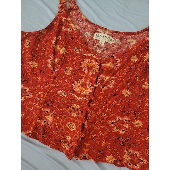 IDYLLWIND Paisley Print Button Up Cropped Tank Top Size L Red Western Boho Y2k - Picture 3 of 8
